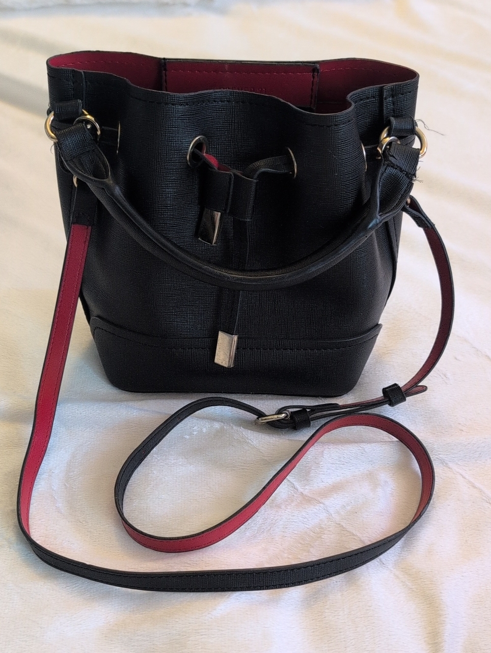 For Ever 21 Black and Red Bucket Crossbody Bag - Women